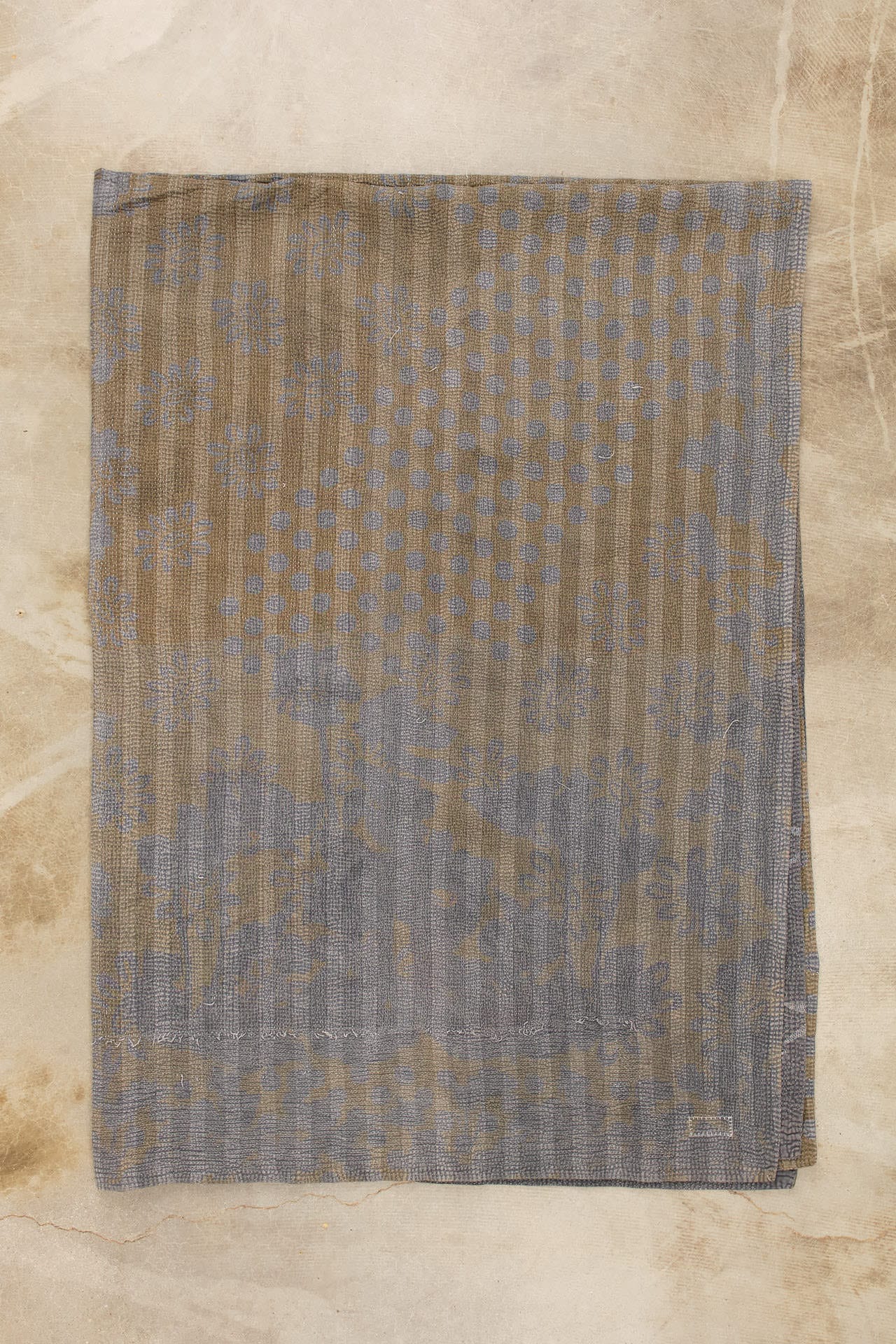Aloka Home Bedding Iman Vintage Coverlet Repurposed Textile / 93" L X 64" W