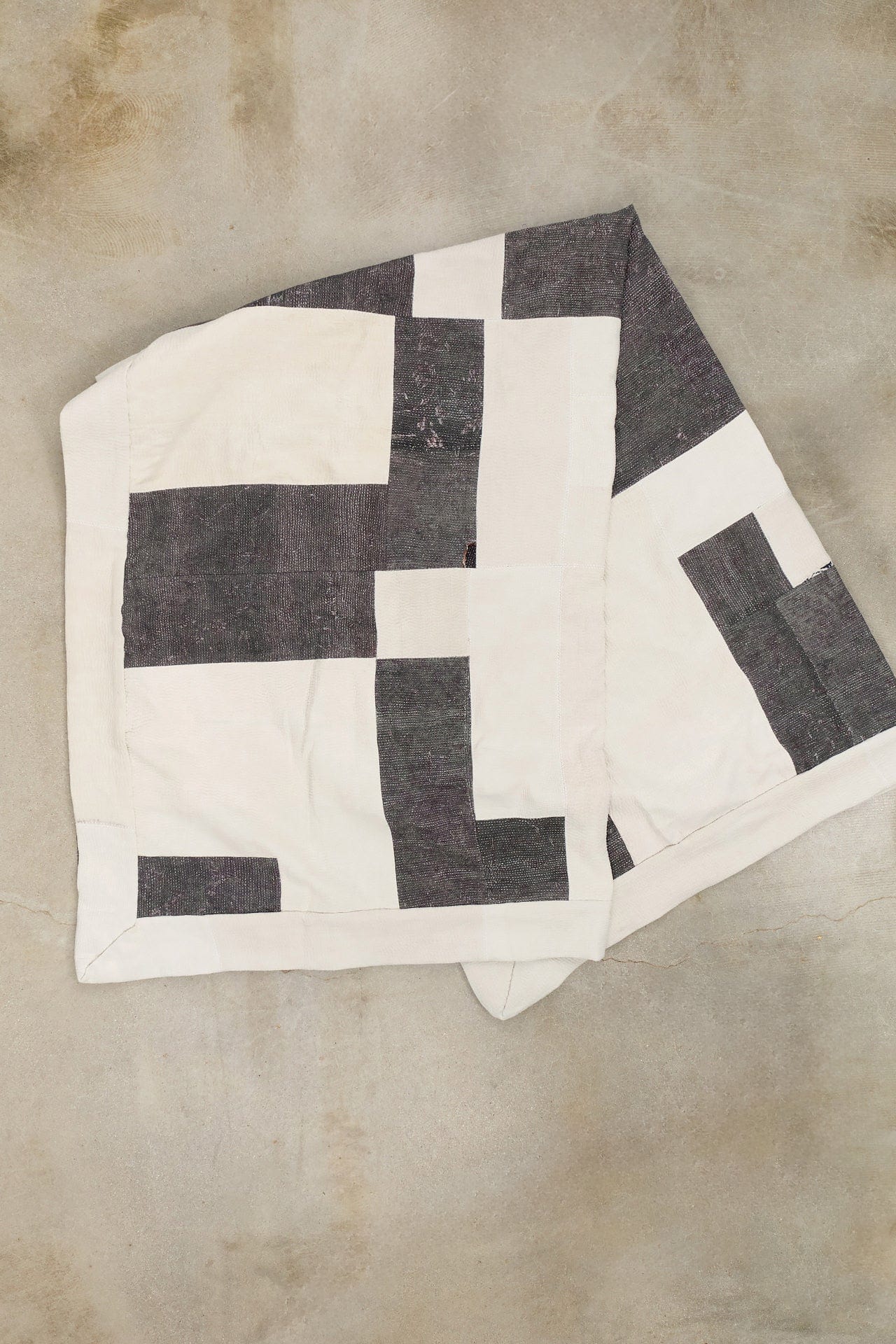 Aloka Home Bedding Mosaic Quilt #3 Repurposed Textile / 61" L X 81" W