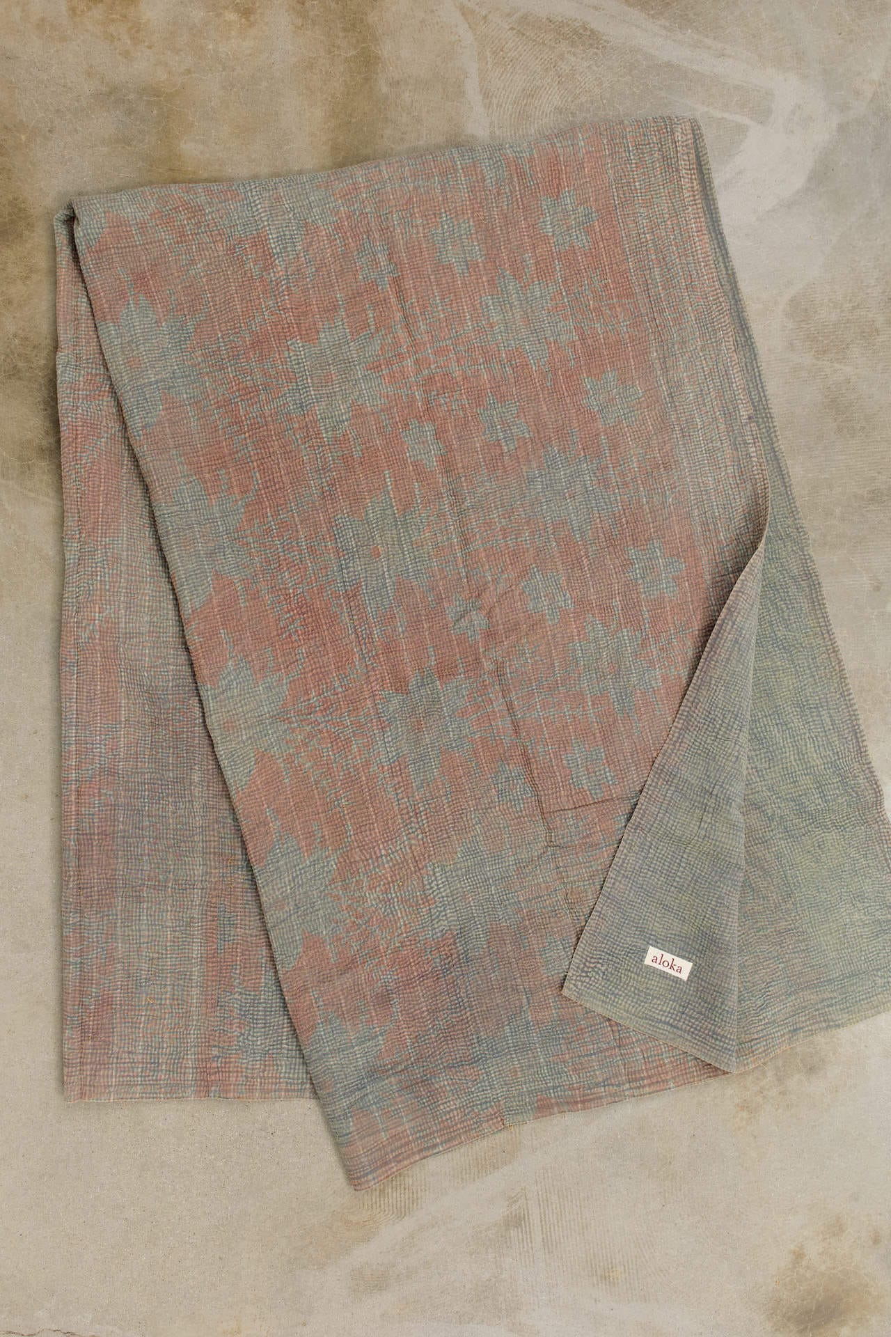 Aloka Home Bedding Rishi Vintage Coverlet Repurposed Textile / 60" L X 88" W