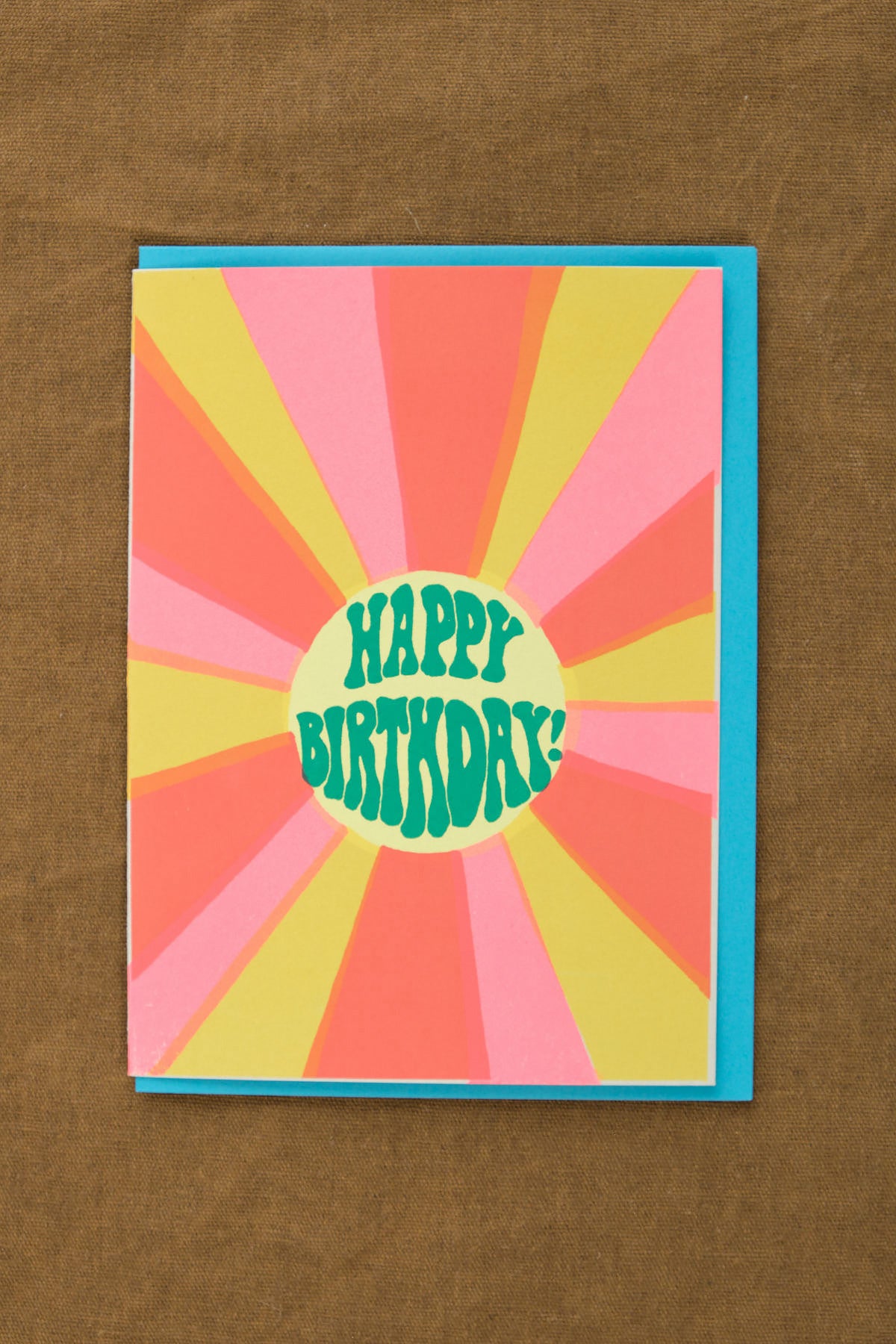 Happy Birthday Retro Sunburst Greeting Card