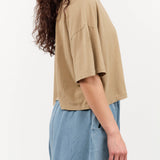 Amo Denim Designer Brand Short Sleeve Adore Tee in Sand Tan