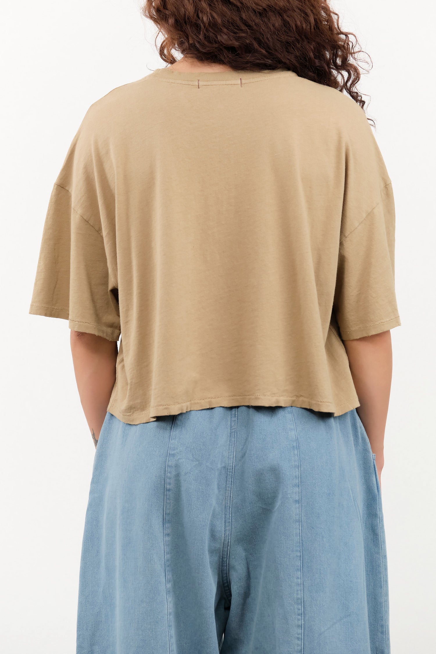 Short Sleeve Adore Tee in Sand Tan by Amo Denim Designer Brand