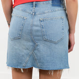 Short Jean Alexis Skirt in Sweetheart Blue by Amo Denim Designer Brand 