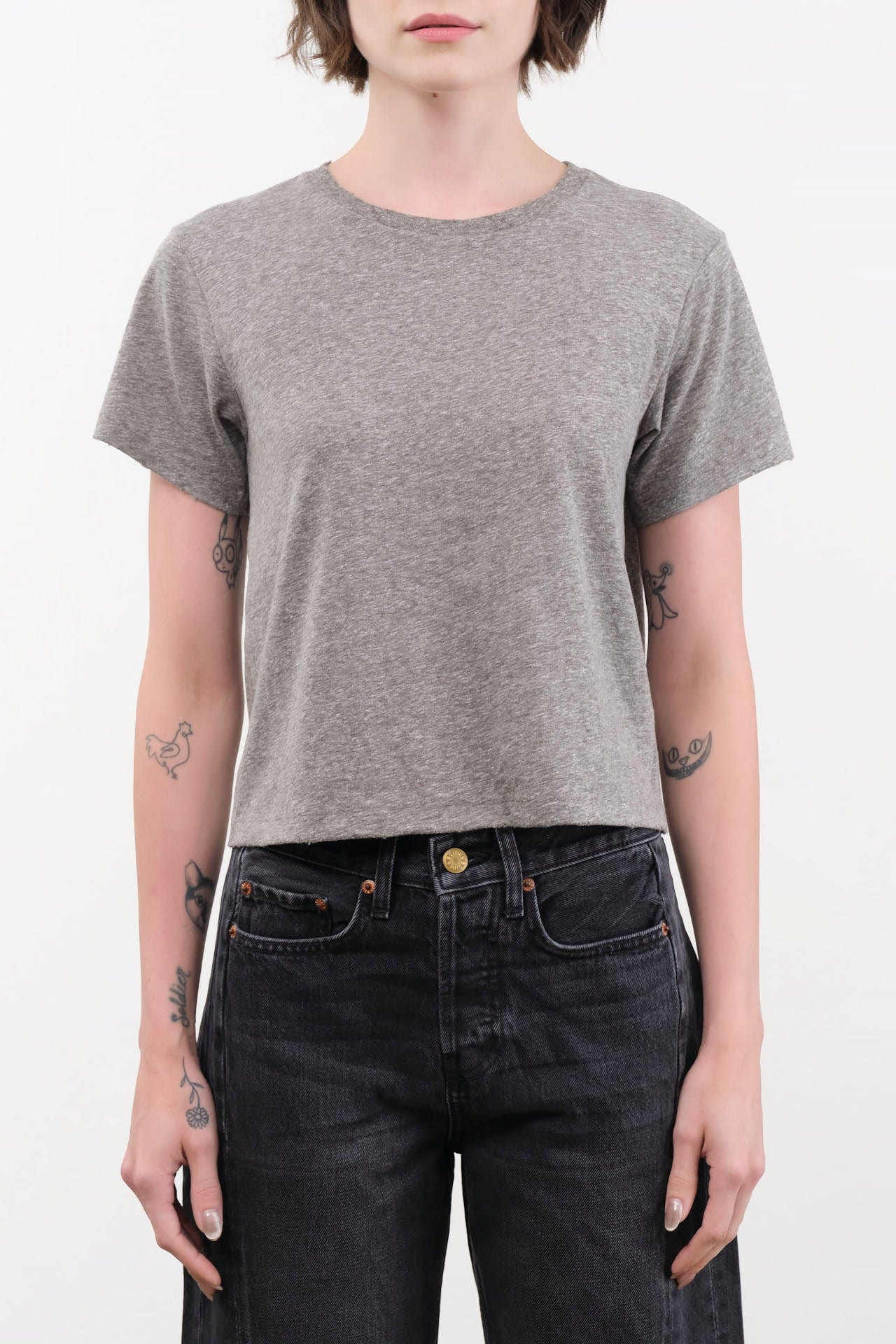 Amo Denim Apparel Womens Tees Babe Tee in Heather Grey
