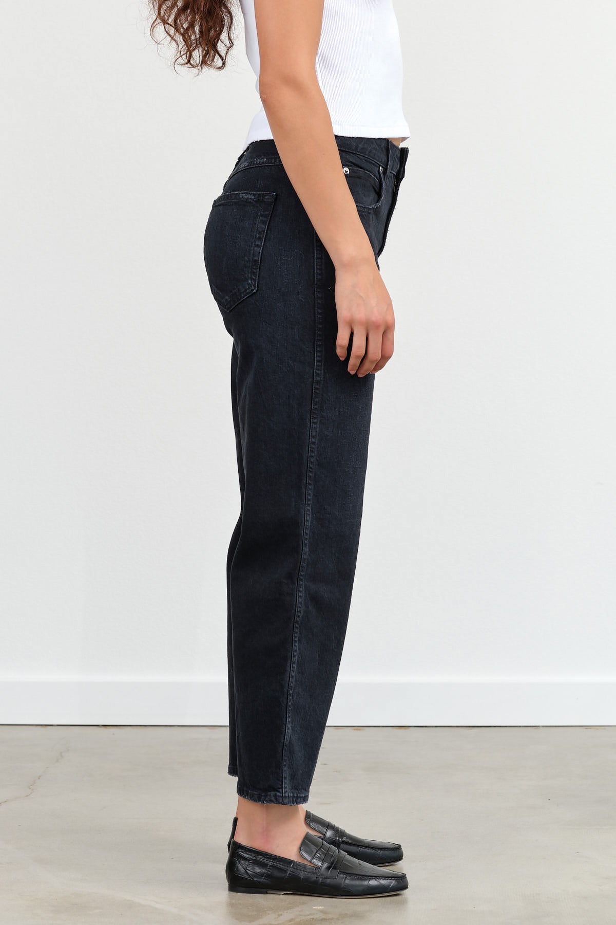 Amo Denim Designer Brand Wide Leg Billie Jean in So Good Dark Wash Blue 