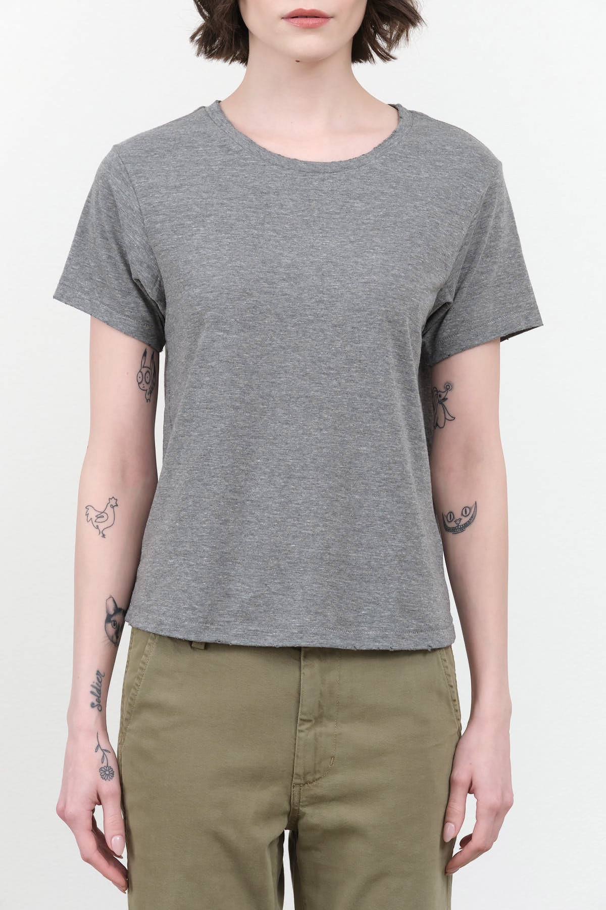 Front view of Classic Tee in Heather Grey