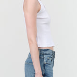 Amo Denim Sleeveless Tank Crop Rib Top in White