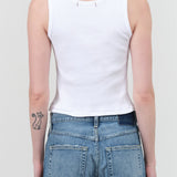 White Sleeveless Tank Crop Rib Top by Amo Denim 