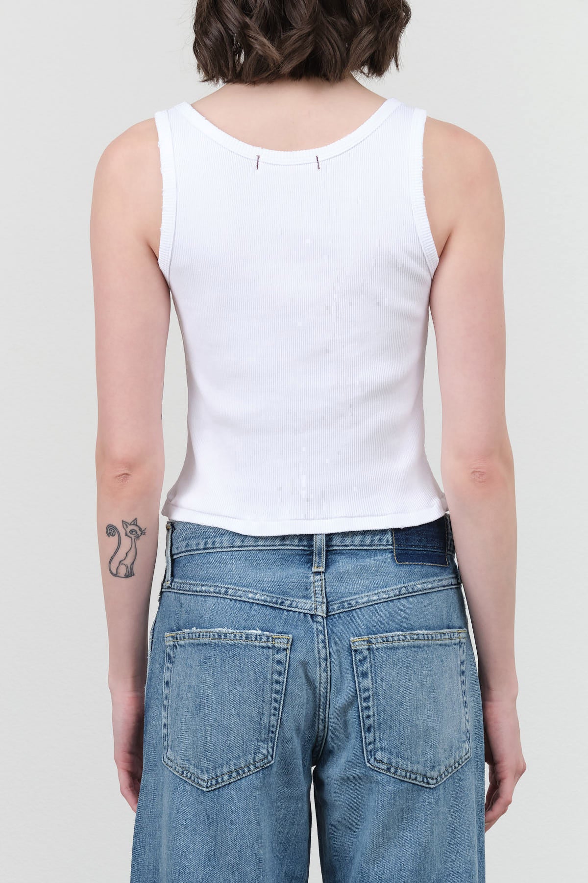 White Sleeveless Tank Crop Rib Top by Amo Denim 