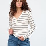 Amo Denim Dearest Henley in Neptune and Bone Stripes