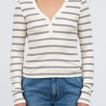 Dearest Henley by Amo Denim in Neptune and Bone Stripes