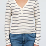 Dearest Henley by Amo Denim in Neptune and Bone Stripes