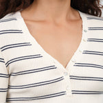 Neptune and Bone Stripes Dearest Henley by Amo Denim