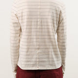 Drew Long Sleeve Tee in Bone/Grey Stripe