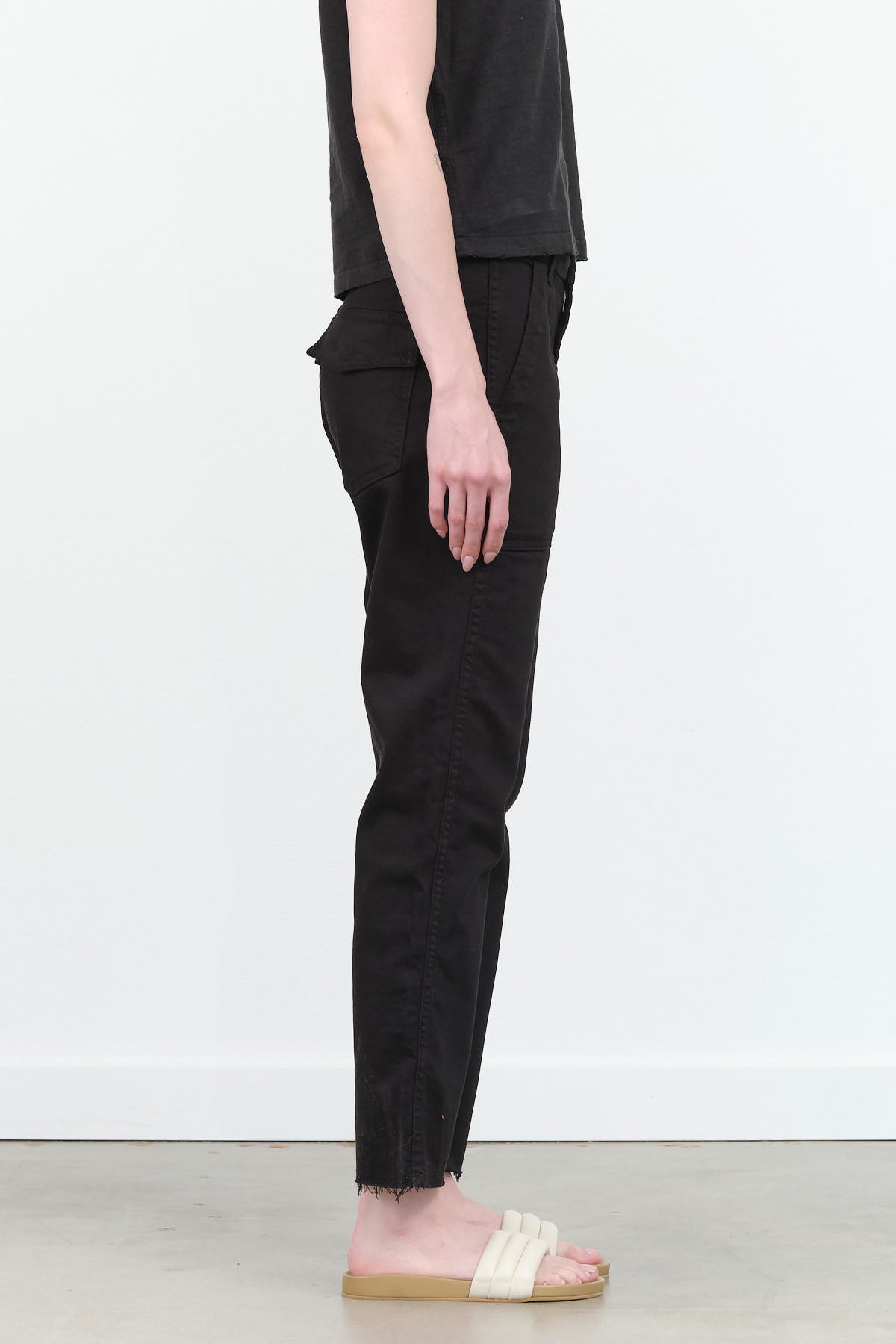 Amo Denim Designer Brand Easy Army Straight Leg Pant Trouser in Black