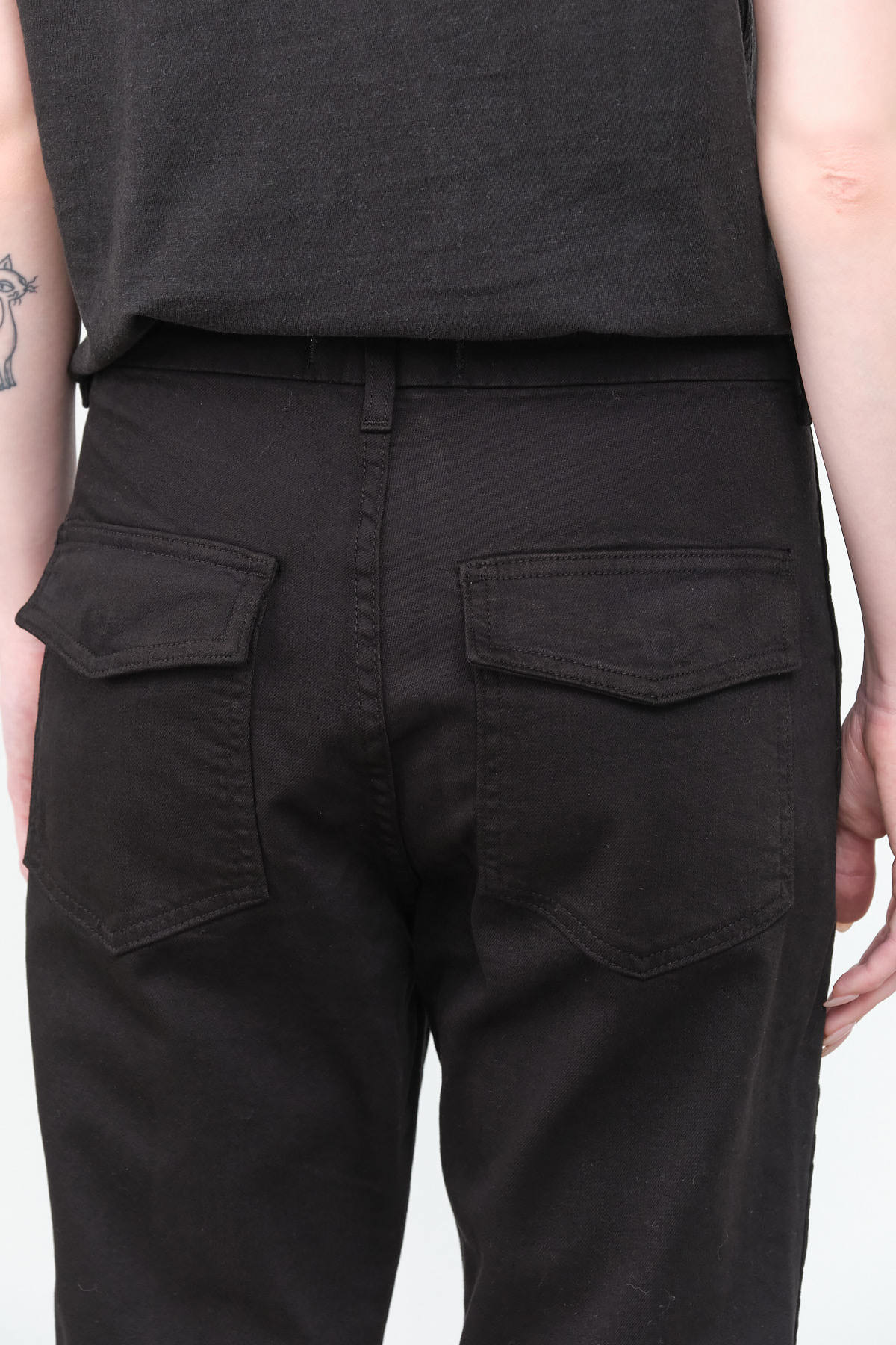 Easy Army Straight Leg Pant Trouser in Black with Pockets and Zipper by Designer Brand Amo Denim