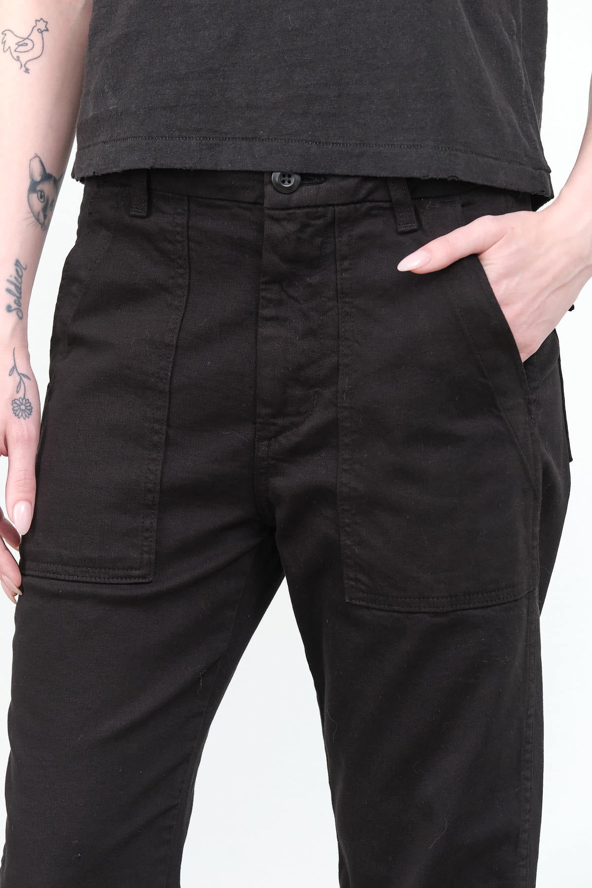 Black Easy Army Trouser by Amo Denim