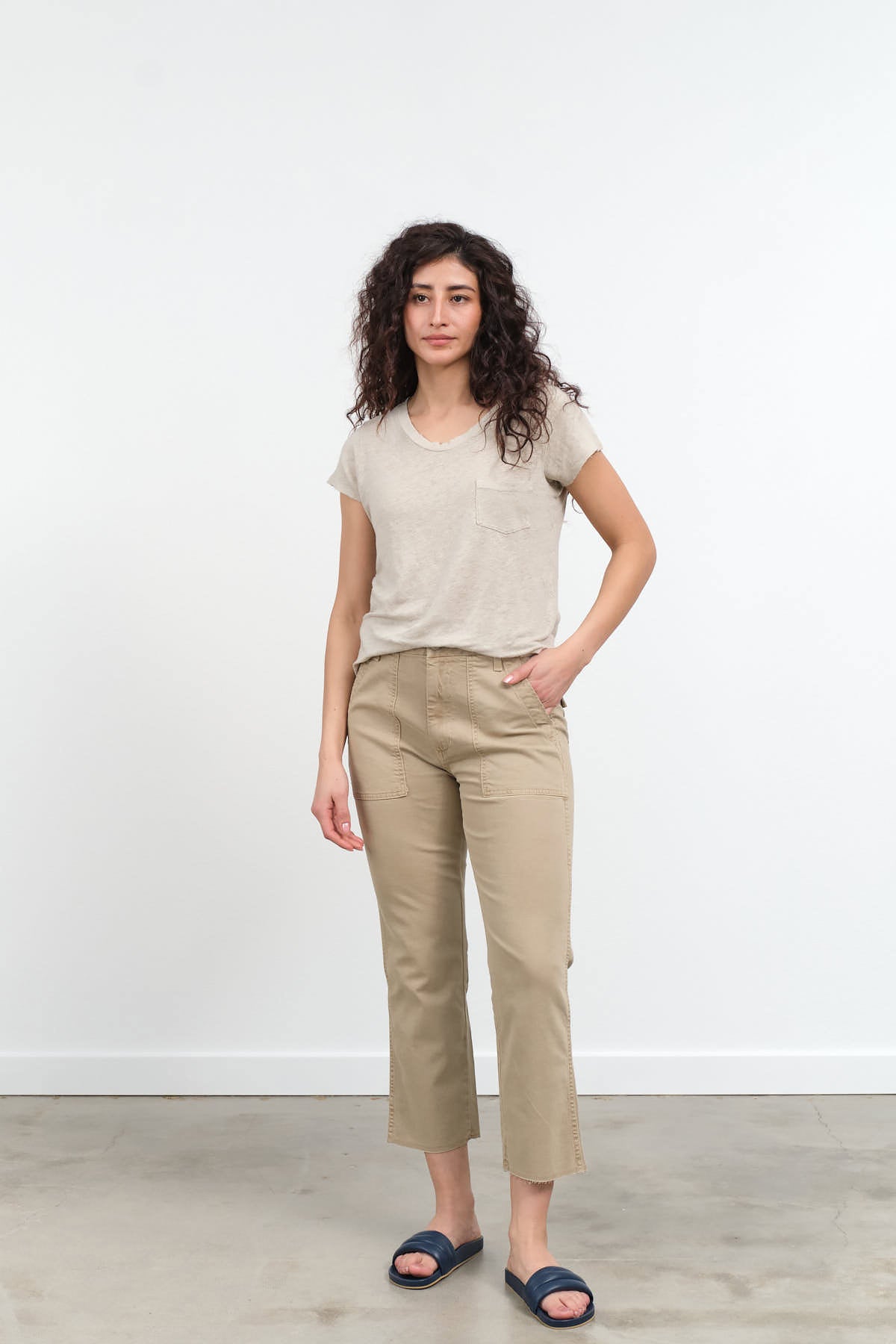 Styled view of Easy Army Trouser in Khaki