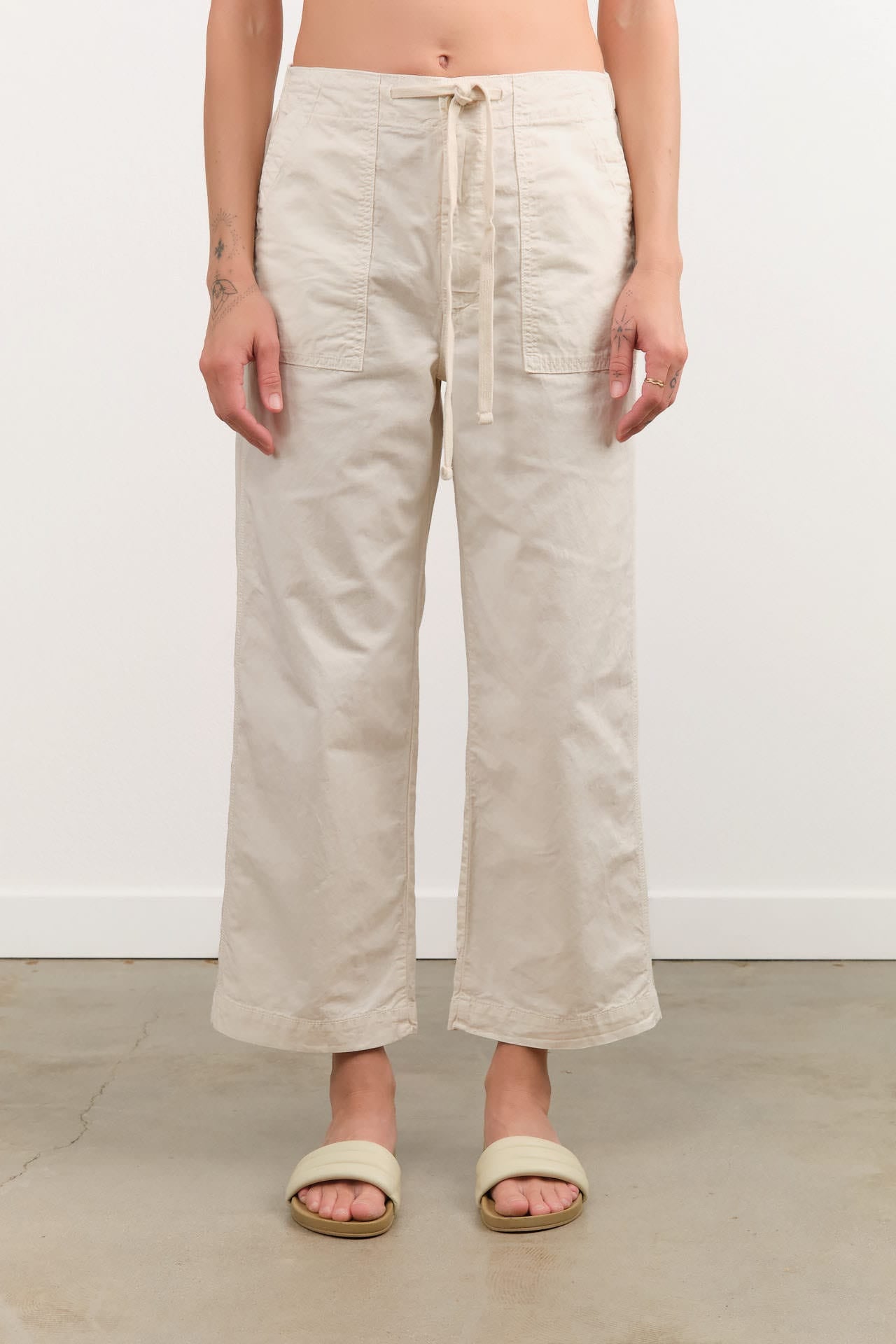 Amo Denim Apparel Womens Pants Easy Drawstring Slouch Crop Pant