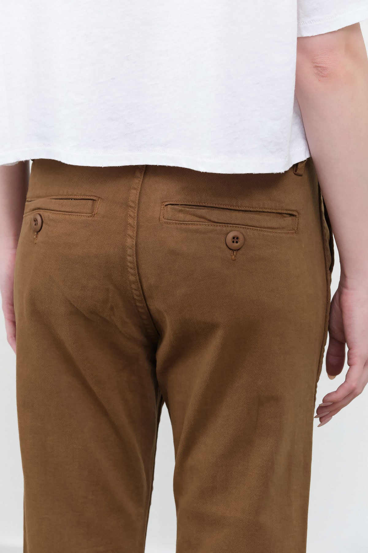 Easy Trouser Relaxed Crop Straight Pant by Designer Brand Amo Denim in Walnut Brown 