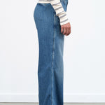 Amo Denim Designer Brand High Waisted Edith Wide Leg Trouser Jean in Romance Blue