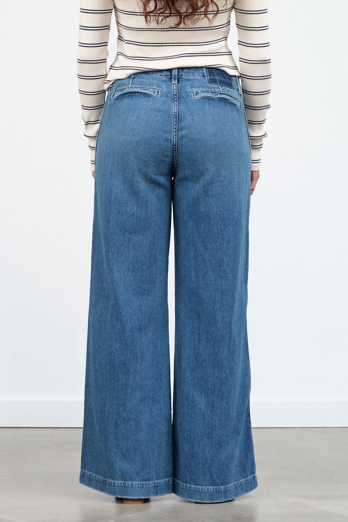 Blue Romance High Waisted Edith Wide Leg Trouser Jean in by Amo Denim Designer Brand