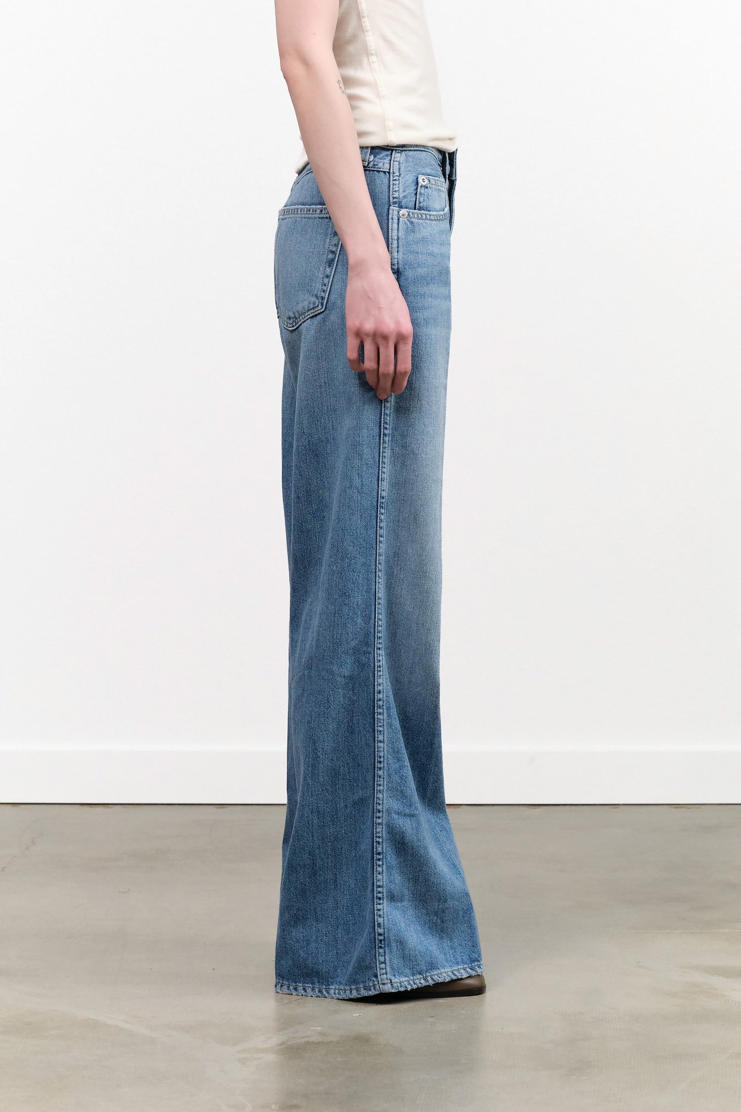 Amo Denim Designer Brand High Waisted Faith Flare Jean in Maverick Blue Wash