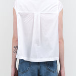 Amo Denim White Jacquiline Shirt with Collar and Cap Sleeve