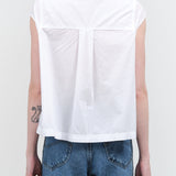 Amo Denim White Jacquiline Shirt with Collar and Cap Sleeve