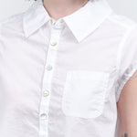 White Short Sleeve Jacquiline Shirt with Buttons and Chest Pocket by Amo Denim