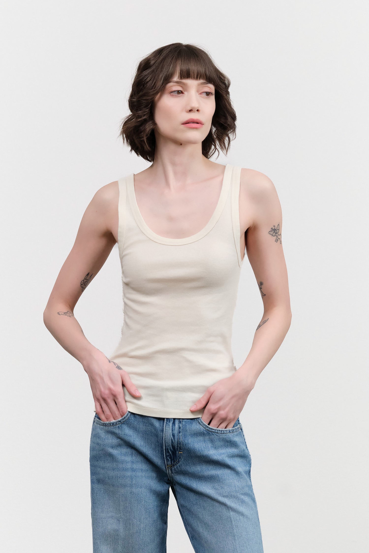 Amo Denim Layering Tank in Bone