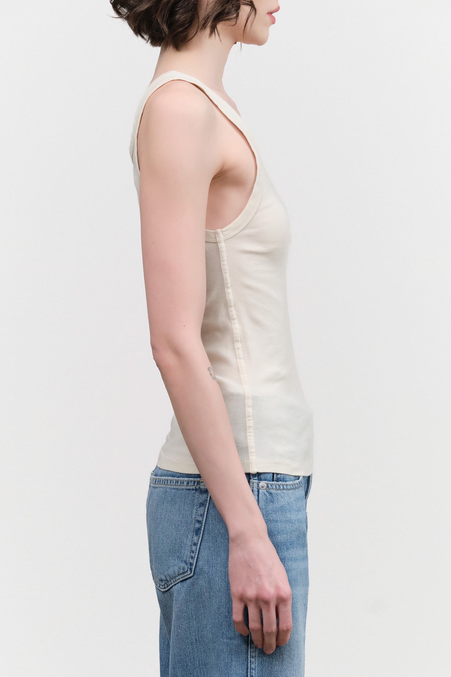 Amo Denim Layering Tank Top Sleeveless in Bone White