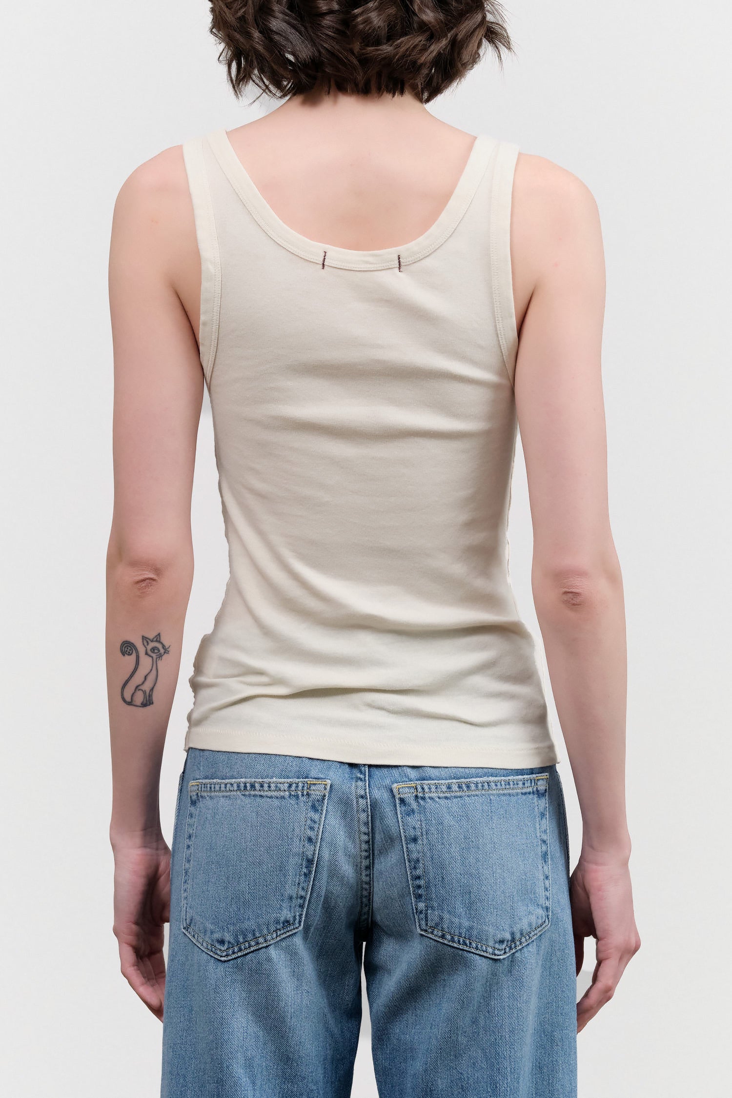 Layering Tank Top Sleeveless in Bone White by Amo Denim Designer Brand