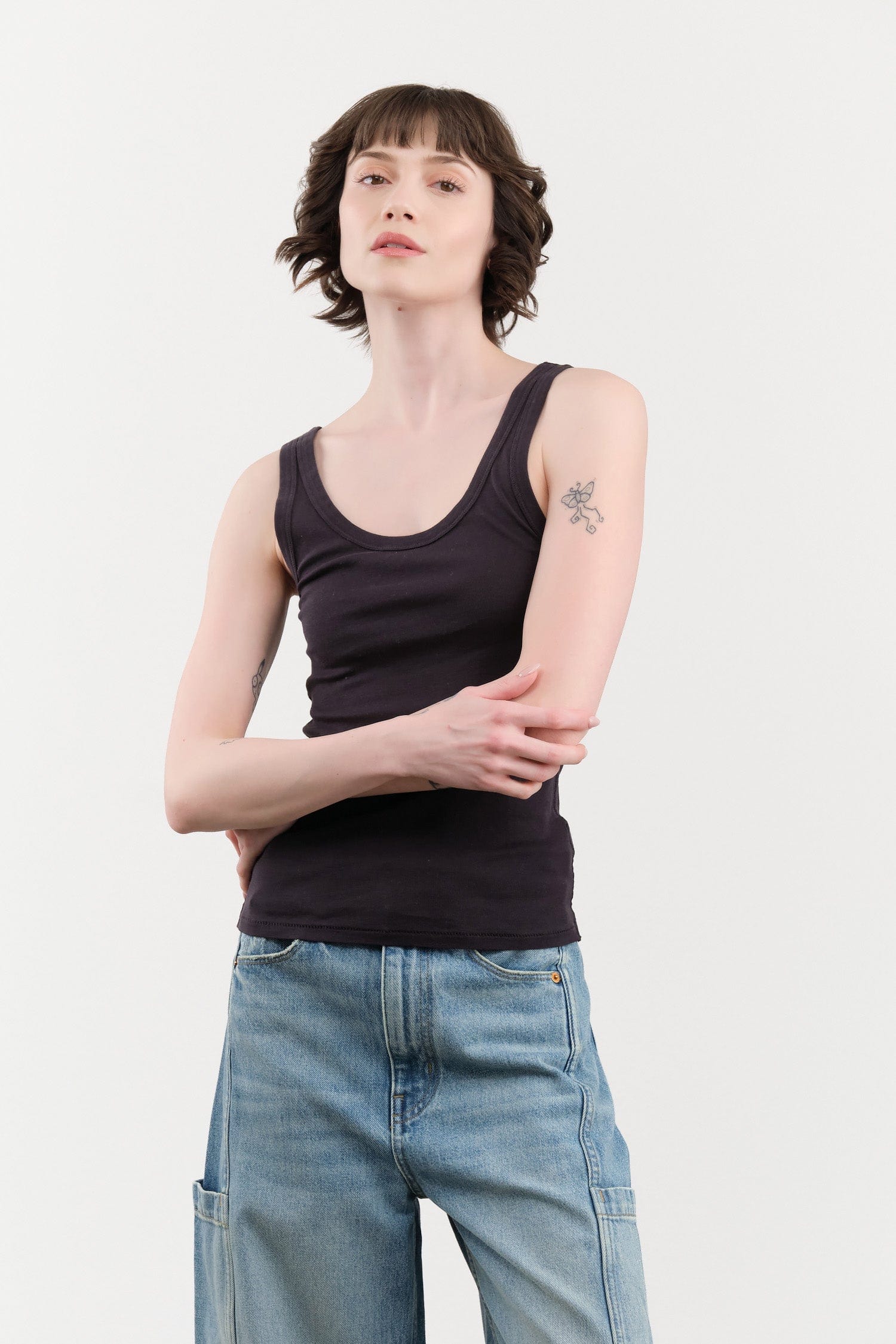 Amo Denim Apparel Womens Tees Layering Tank in Vintage Black