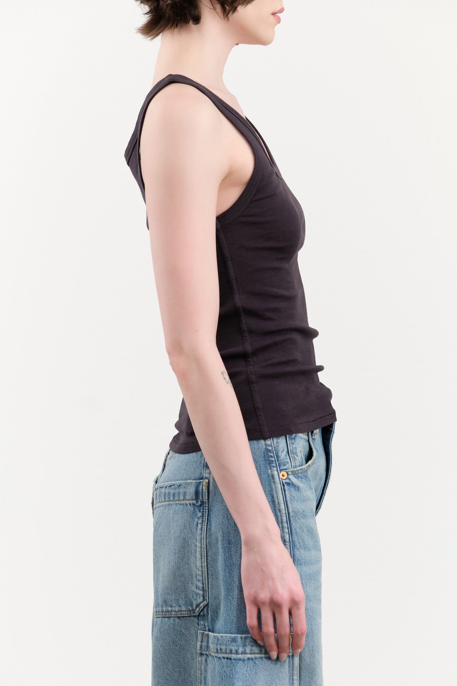 Amo Denim Apparel Womens Tees Layering Tank in Vintage Black
