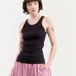 Amo Denim Apparel Womens Tees Long Rib Tank in Vintage Black