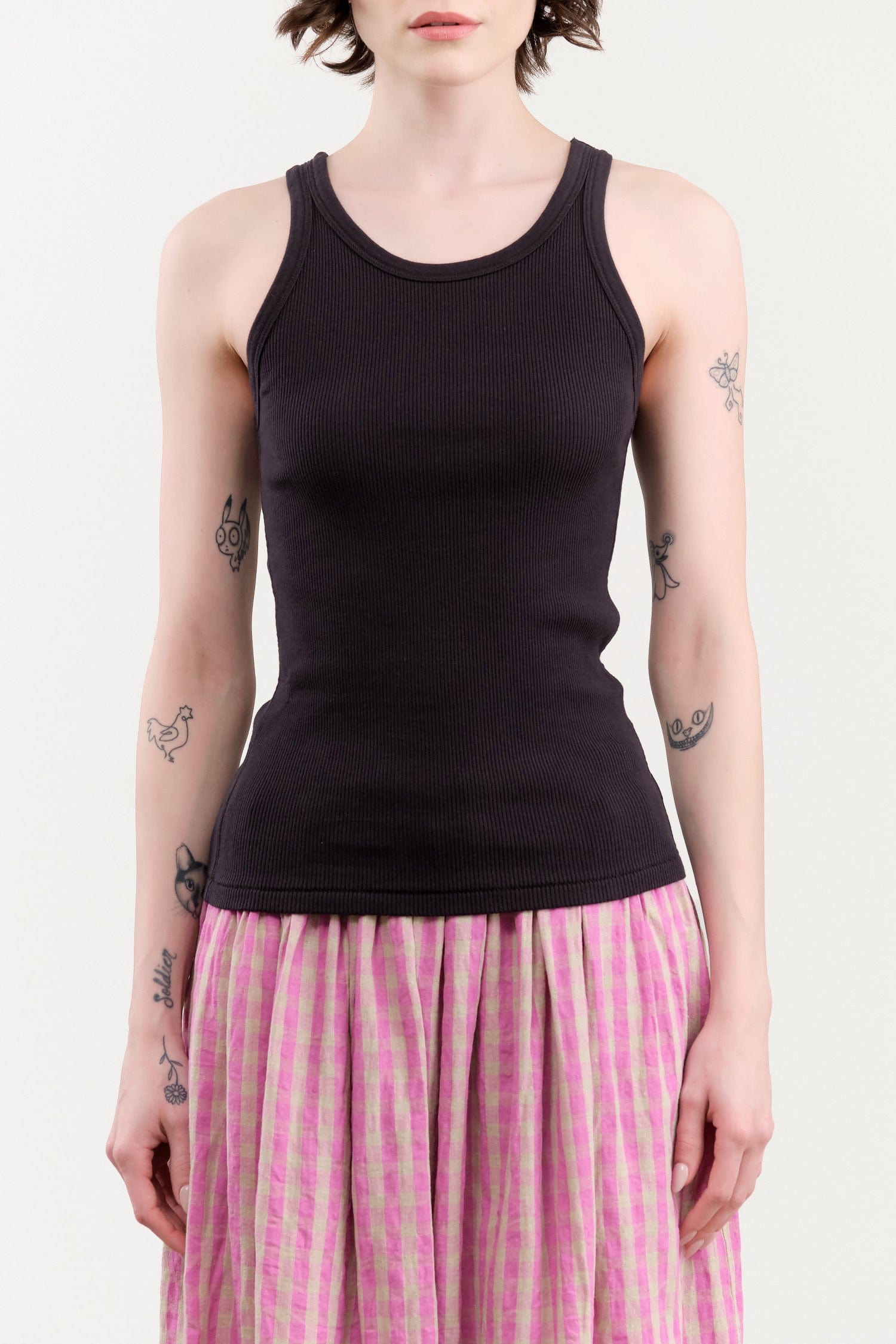 Amo Denim Apparel Womens Tees Long Rib Tank in Vintage Black