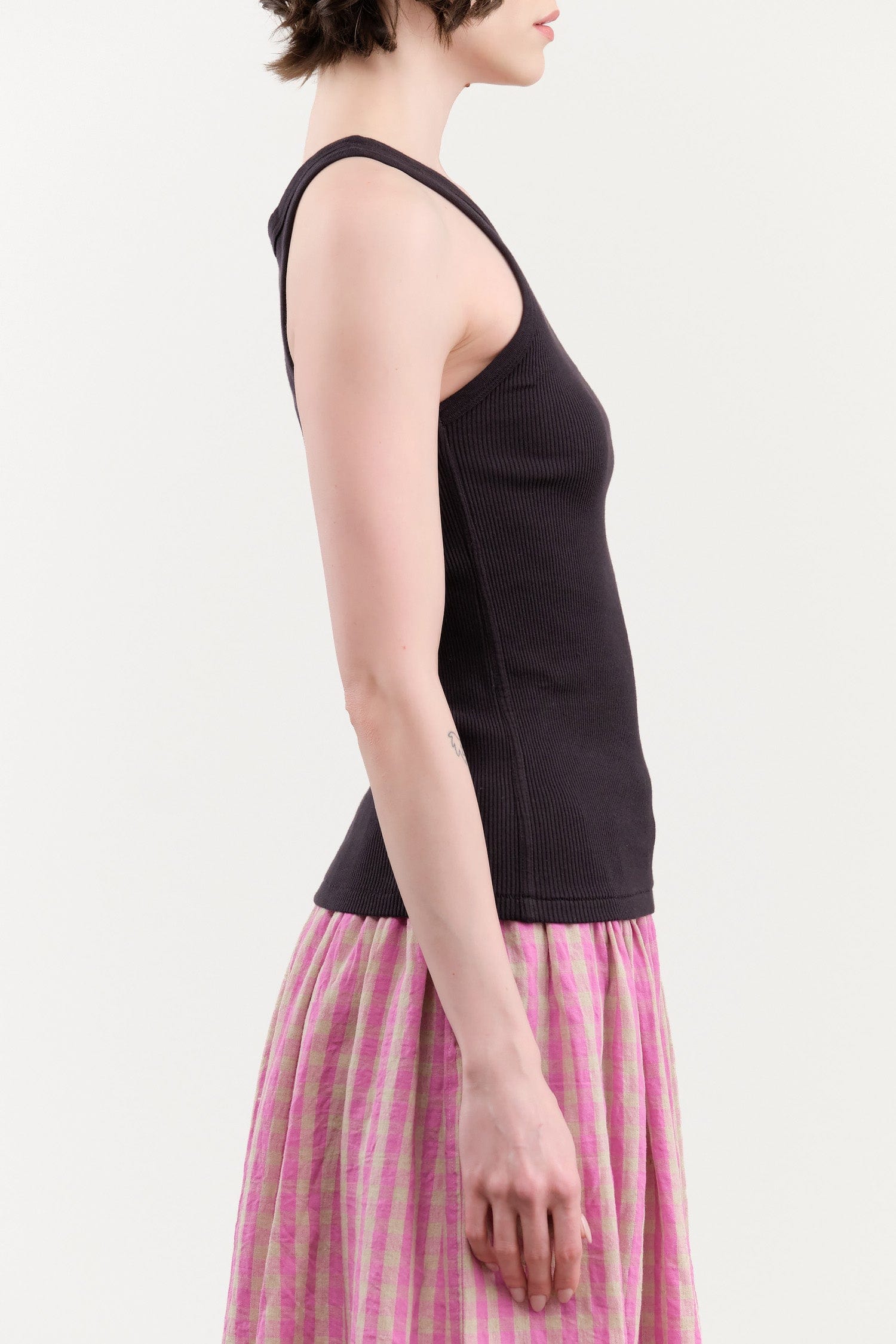 Amo Denim Apparel Womens Tees Long Rib Tank in Vintage Black
