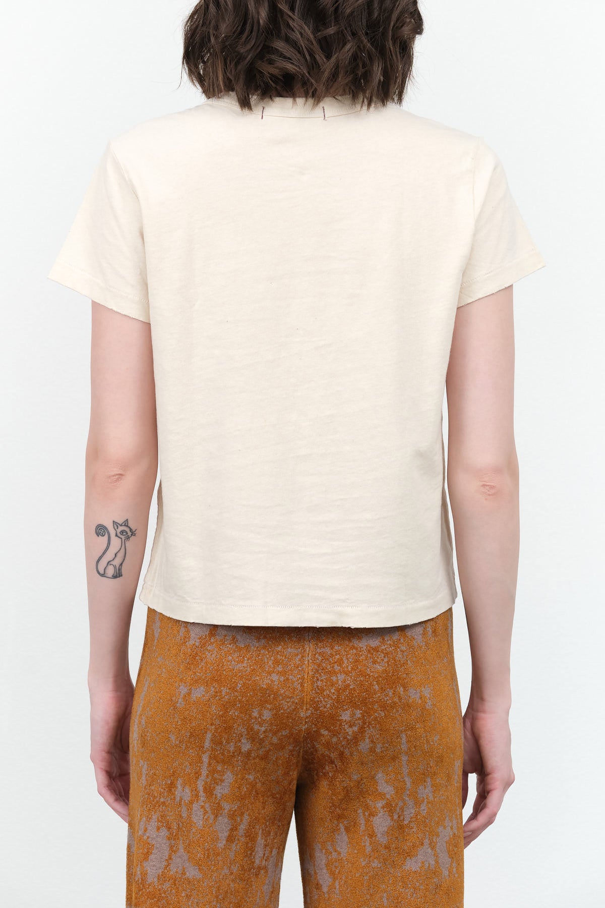 Bone White Crew Neck Short Sleeve Love Tee by Amo Denim Designer Brand