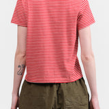 Cotton Short Sleeve Love Tee in Cherry/Natural Red and White Stripes by Amo Denim Designer Brand 