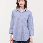Amo Denim Apparel Womens Blouses Ruth Oversized Shirt in Blue Multi Stripe