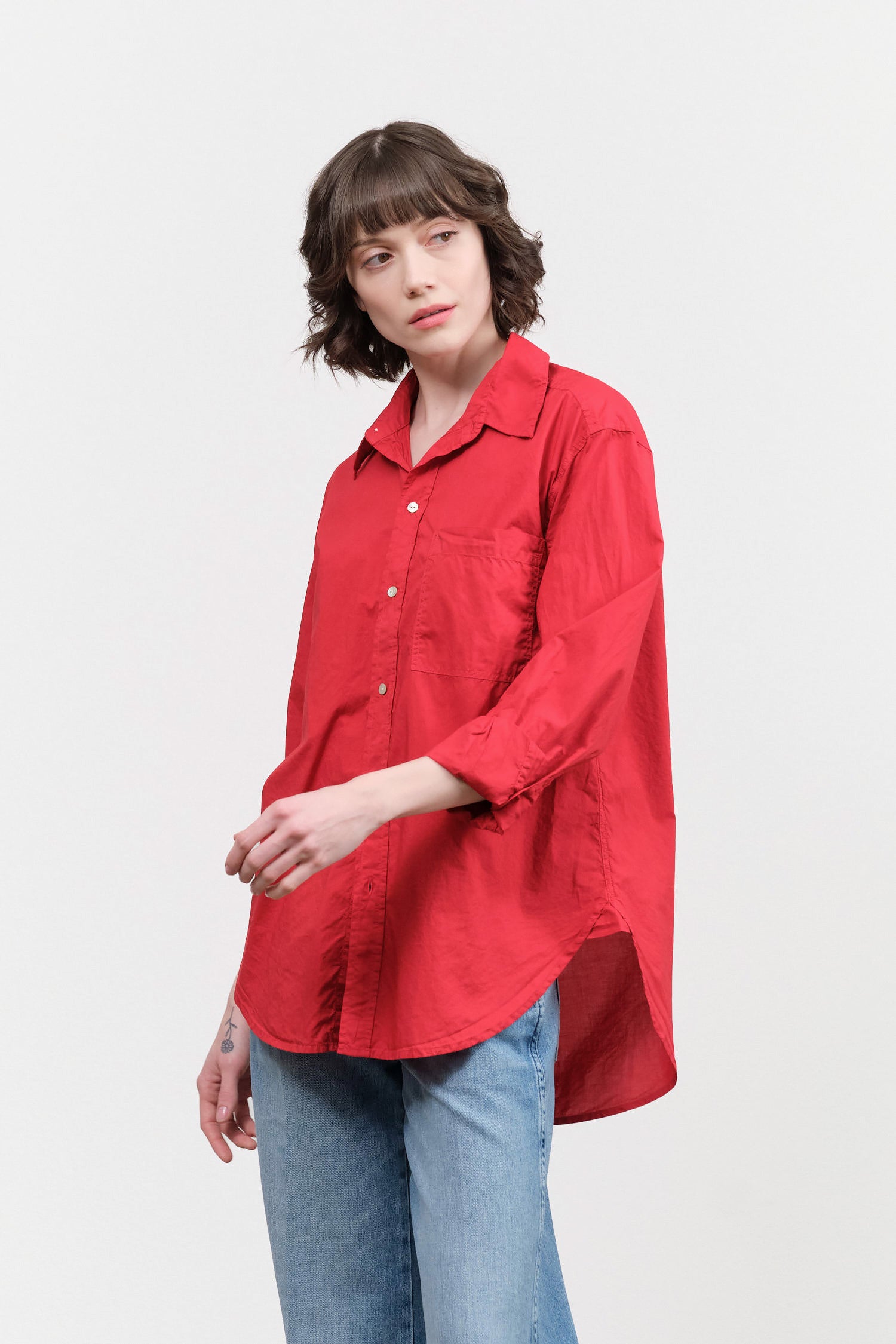 Amo Denim Ruth Oversized Shirt in Cherry