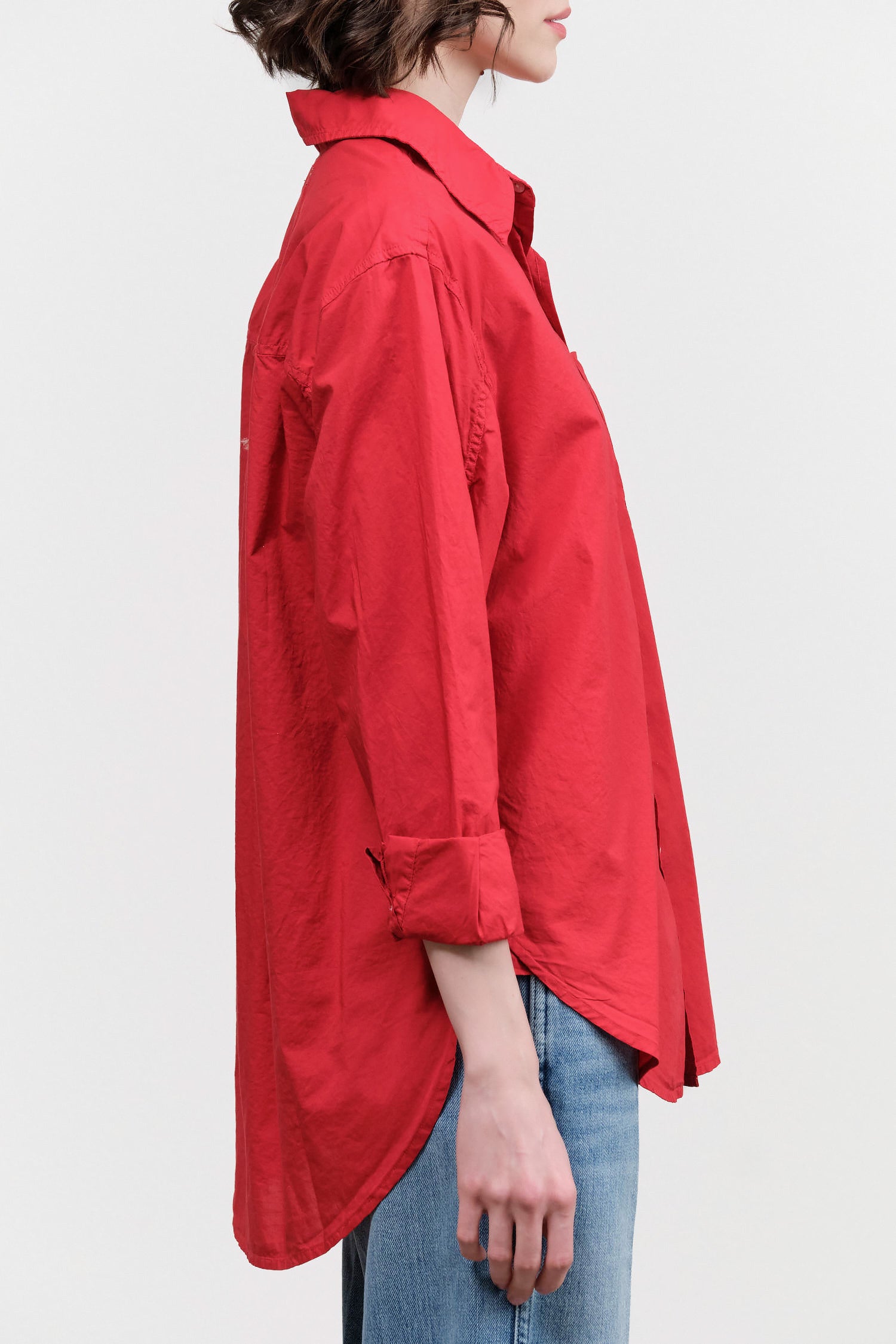 Amo Denim Ruth Oversized Shirt in Cherry Red