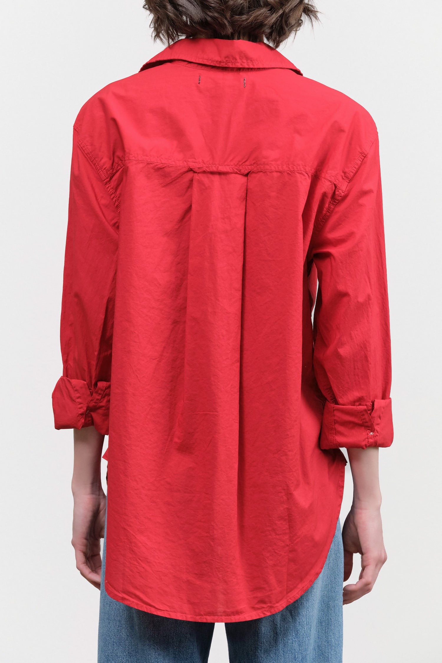 Cherry Red Ruth Oversized Button Up Shirt Blouse by Amo Denim Designer Brand 