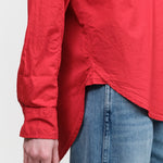 Ruth Oversized Button Up Shirt Blouse by Amo Denim Designer Brand in Cherry Red