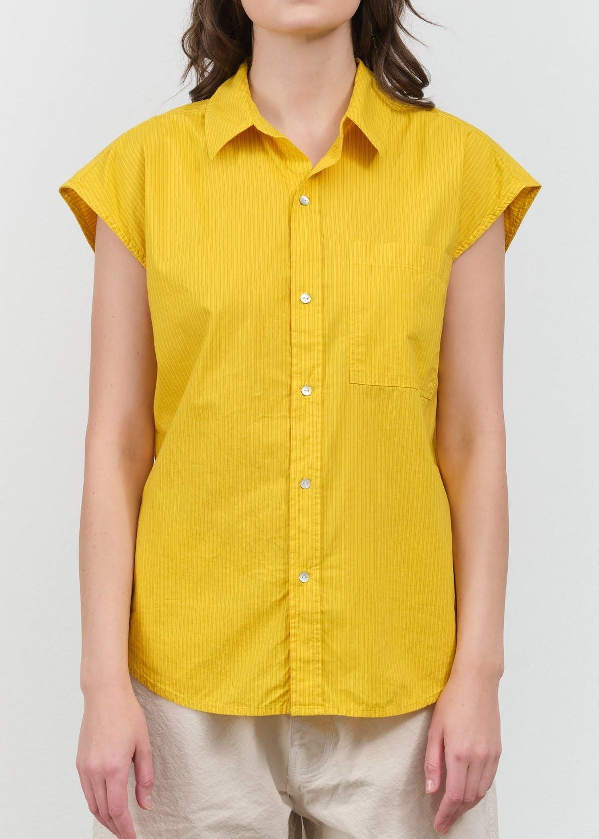 Amo Denim Apparel Womens Blouses Ruth Sleeveless Shirt in Lemon