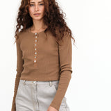 Amo Denim Sassy Henley in Walnut