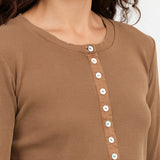 Walnut Sassy Henley by Amo Denim