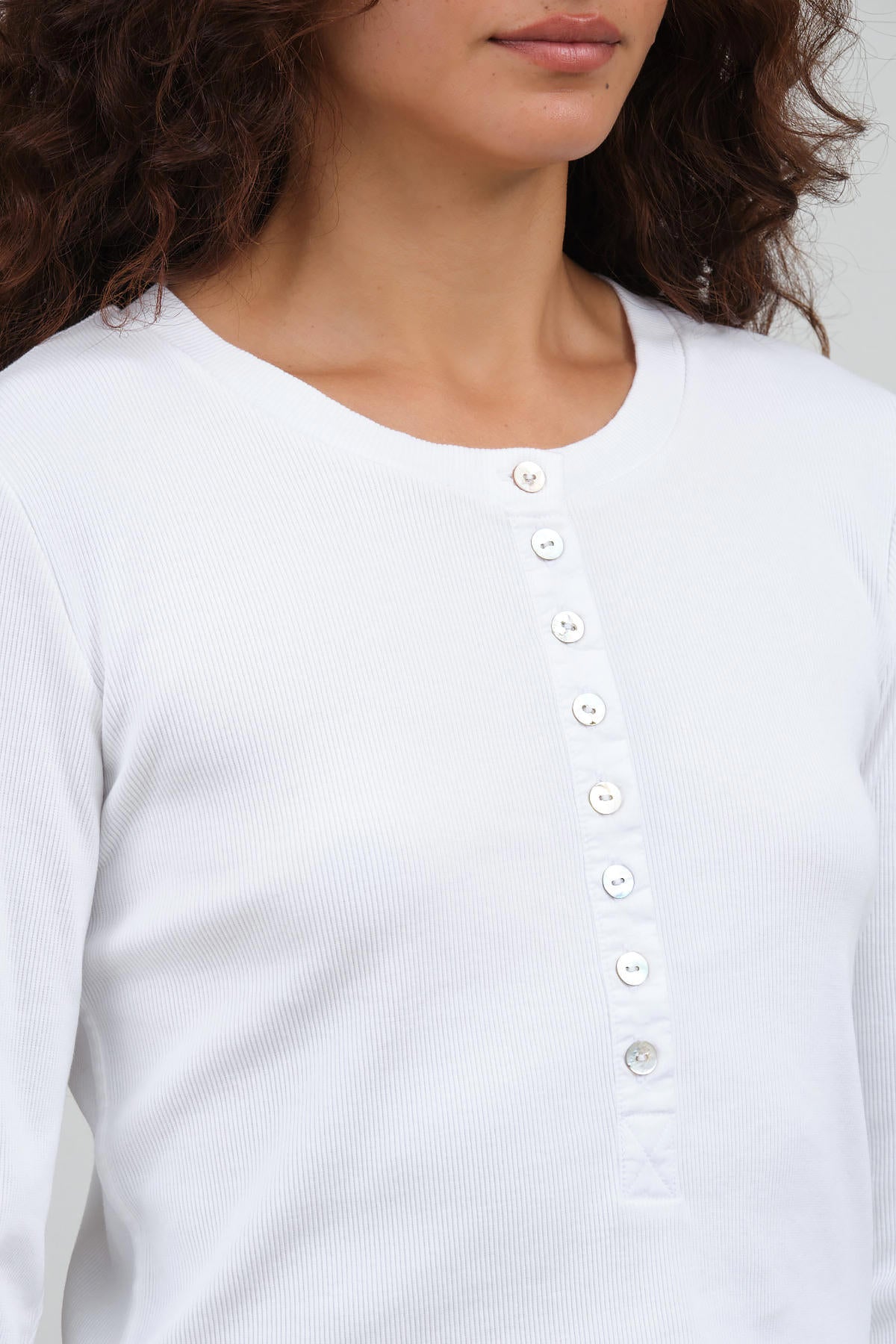 White Sassy Henley by Amo Denim