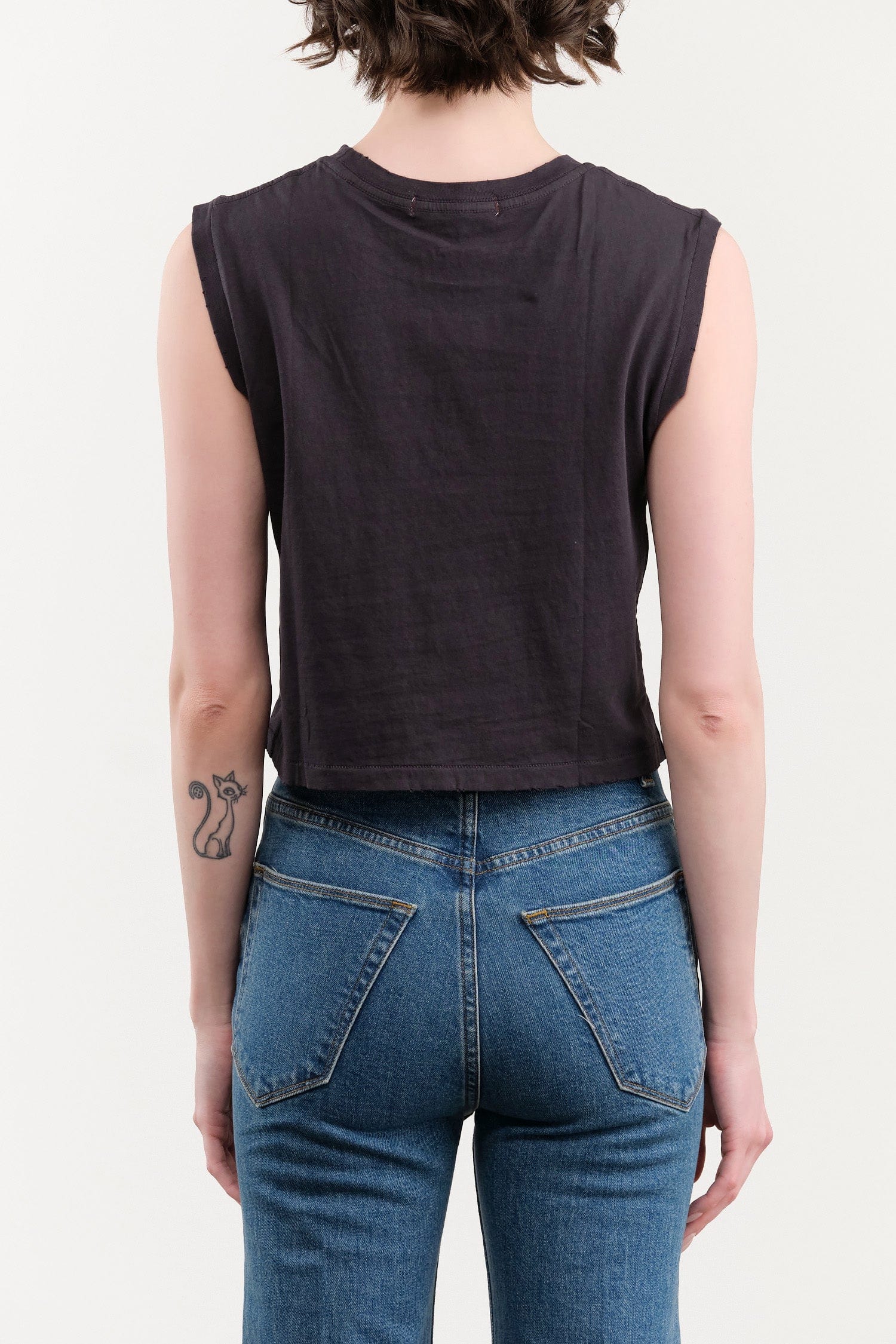 Amo Denim Apparel Womens Tees Sleeveless Babe Tee in Vintage Black